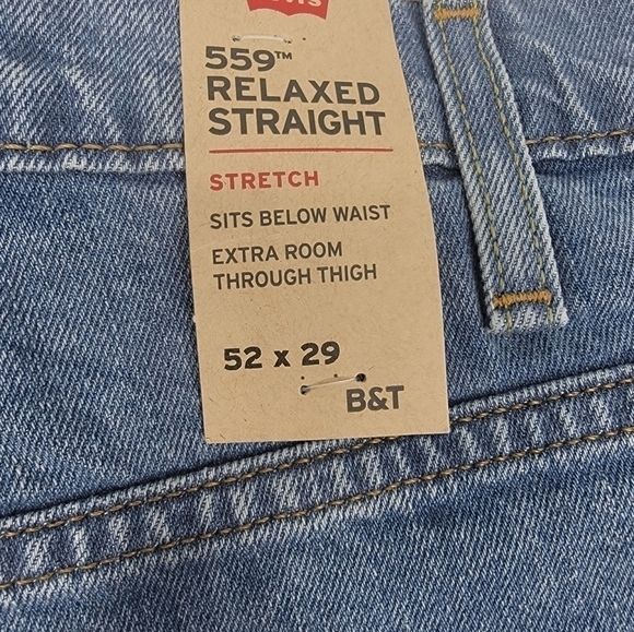 NEW LEVIS BIG & TALL 559 RELAXED STRAIGHT STRETCH JEANS 52X29 MEDIUM WASH NWT - Picture 2 of 10